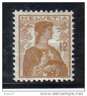 H132 - SVIZZERA 1909, 12 C. Unificato N. 132  * - Nuovi