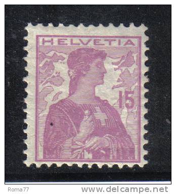 H133 - SVIZZERA 1909, 15 C. Unificato N. 133  *  Gomma Rovinata - Neufs