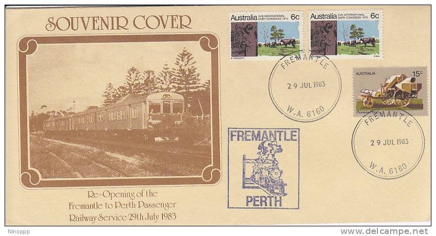 Australia-1983 Reopening Fremantle-Perth Railway Service Souvenir Cover - Trains