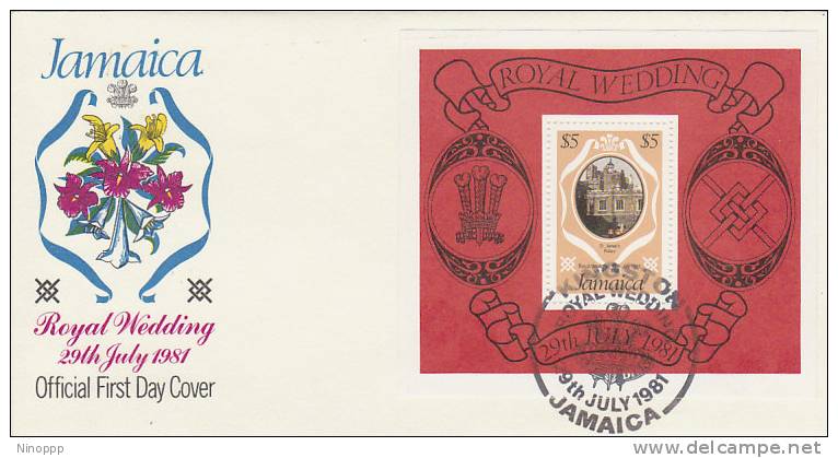 Jamaica-1981 Royal Wedding Souvenir Sheet FDC - Giamaica (1962-...)