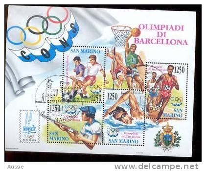 San Marino Saint-Marin 1992 Yvertn° Bloc  18 (°) Cote 11 Euro  Sport - Blocs-feuillets