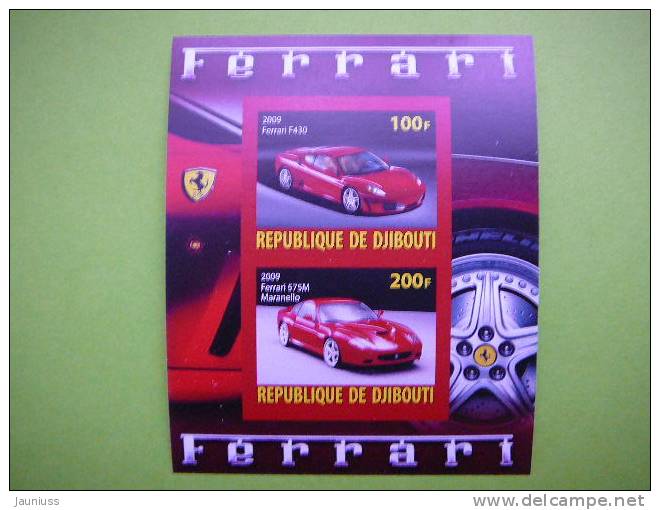 Djibouti 2009 Cars Ferrari Auto Sport S/s Of 2 ** MNH Imperf. - Cars