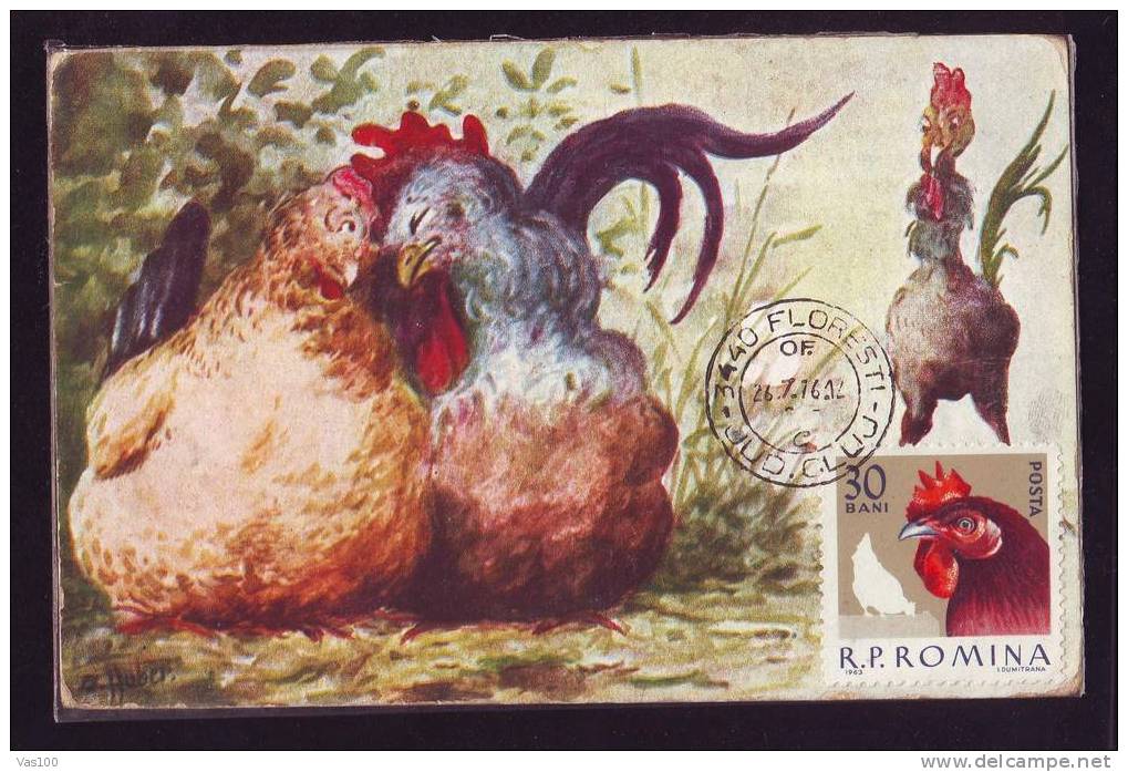 HEN BIRD 1976 MAXICARD,MAXIMUM CARD ROMANIA. - Galline & Gallinaceo