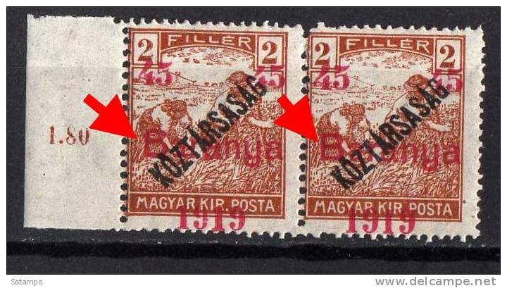 U-51  JUGOSLAVIA 1919 UNGARN BARANYA OVERPRINT Moved ERROR -B-  TYP I-TYP II- NEVER HINGED INTERESSANTE - Baranya