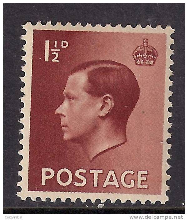 GB 1936 KEV111 MM BROWN 1 1/2d STAMP SG 459 (A115) - Unused Stamps