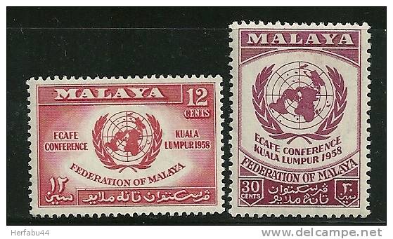 Federation Of Malaya    UN Emblem  Set  SC# 85-86 Mint - Federation Of Malaya