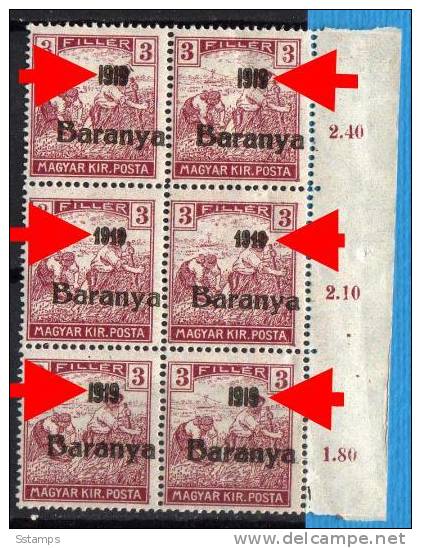 U-51  JUGOSLAVIA 1919 UNGARN BARANYA OVERPRINT ERROR NEVER HINGED INTERESSANTE - Baranya