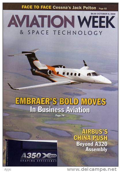 AVIATION WEEK & SPACE TECHNOLOGY. (A320 Airbus China Tianjin Plant,Boeing 787,Brazilian Embraer Aircrafts,etc) - Transportation