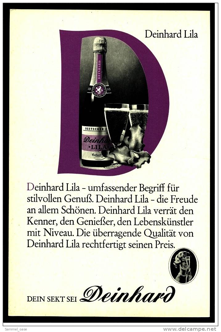 Reklame Werbeanzeige  -  Deinhard Lila  ,  Die Freude An Allem Schönen  ,  Von 1968 - Sonstige & Ohne Zuordnung