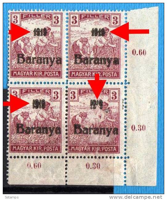 U-51  JUGOSLAVIA 1919 UNGARN BARANYA OVERPRINT ERROR NEVER HINGED INTERESSANTE - Baranya