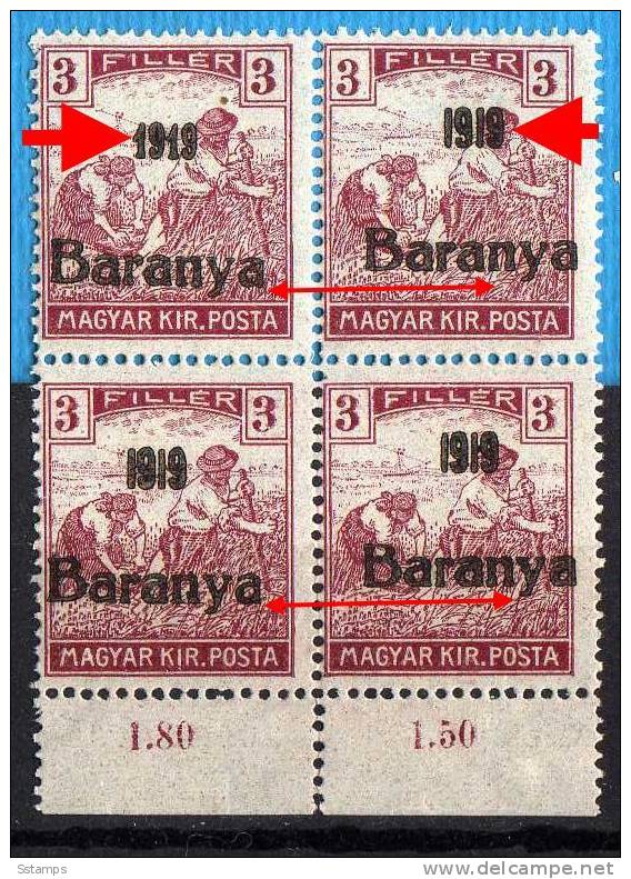 U-51  JUGOSLAVIA 1919 UNGARN BARANYA OVERPRINT ERROR NEVER HINGED INTERESSANTE - Baranya