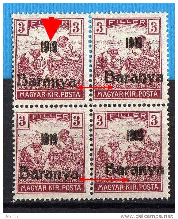 U-51  JUGOSLAVIA 1919 UNGARN BARANYA OVERPRINT ERROR NEVER HINGED INTERESSANTE - Baranya