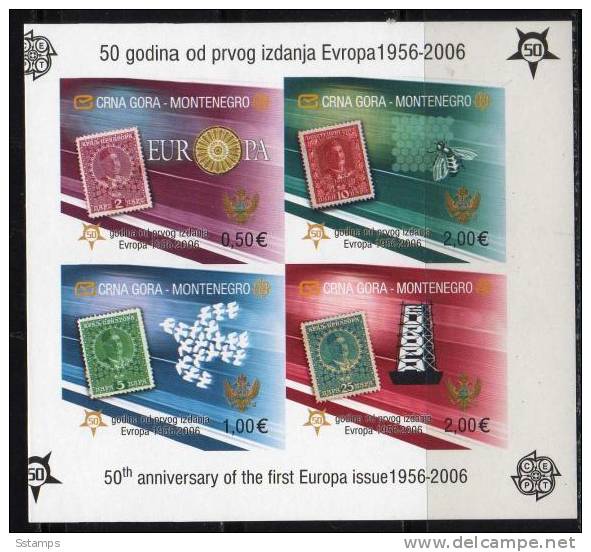 MONTENEGRO 2006 CRNA GORA EUROPA CEPT 50 YEARS IMPERFORATE RARO NEVER HINGED - 2006