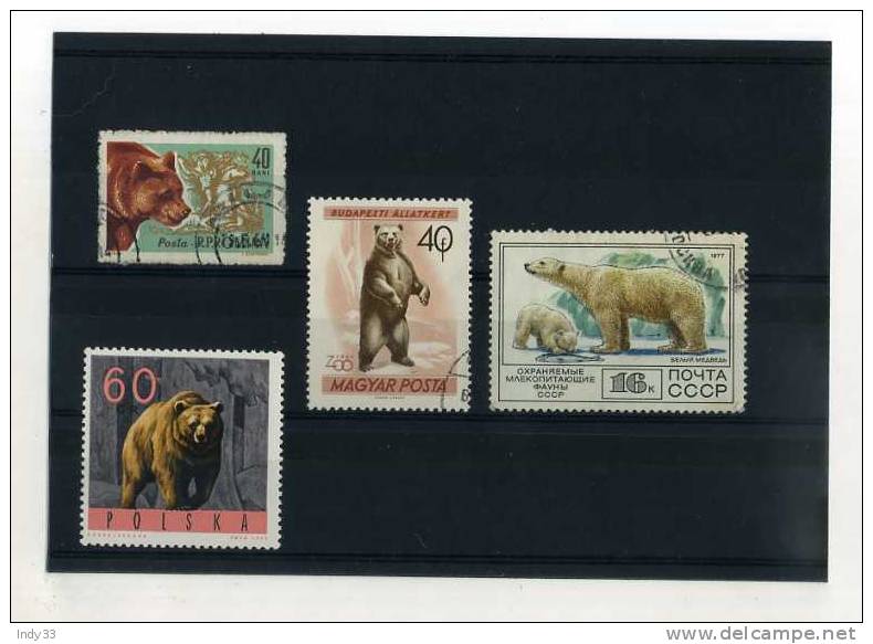 - ENSEMBLE DE TIMBRES SUR LES OURS  . PAYS DIVERS - Ours