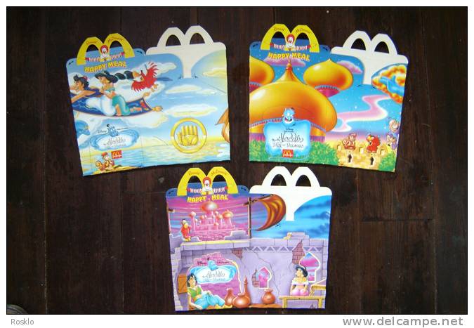 MAC DONALD / ALADIN ET LE ROI DES VOLEURS  / 3 Boite Happy Meal 1998??  / NEUF Pas Servi - McDonald's