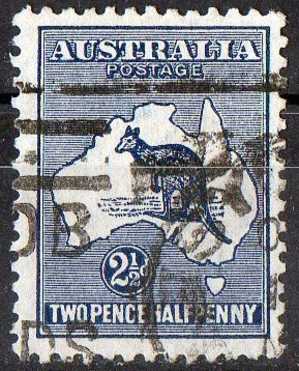 Australia 1915 21/2d Deep Blue Kangaroo 3rd Watermark (Wmk 10) Used - Actual Stamp - Heavier Sydney - SG36 - Gebruikt