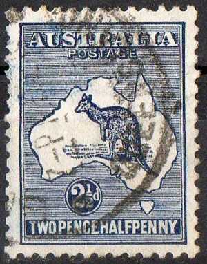 Australia 1915 21/2d Deep Blue Kangaroo 3rd Watermark (Wmk 10) Used - Actual Stamp - Queensland - SG36 - Oblitérés