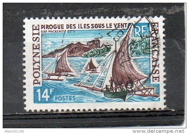 POLYNESIE 14f Sépia Bleu Vert Foncé 1966 N°39 - Used Stamps