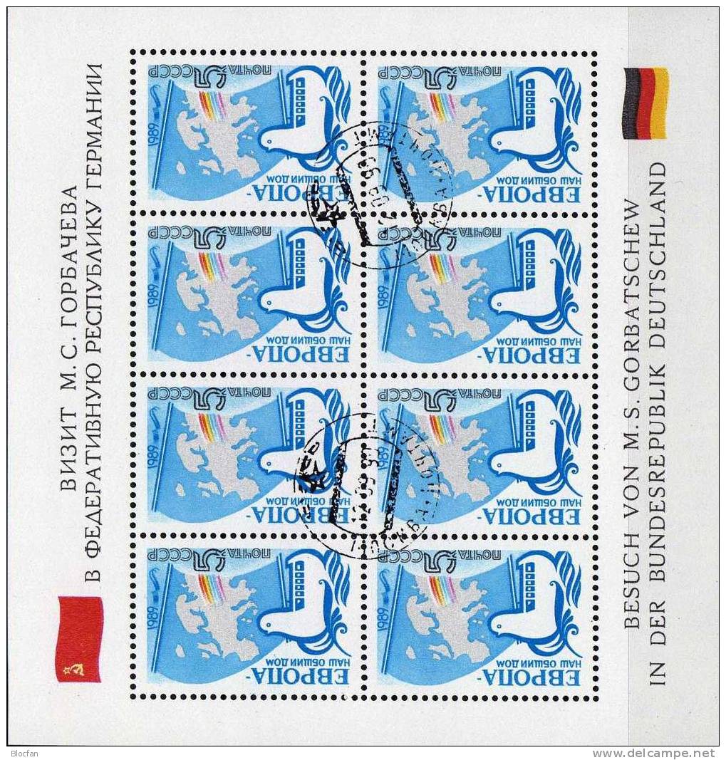 EUROPA Unser Gemeinsames Haus 1989 USSR 5955 Kleinbogen O 25€ Friedenstaube Flaggen BRD+ SU Gorbatschow In Deutschland - 1989