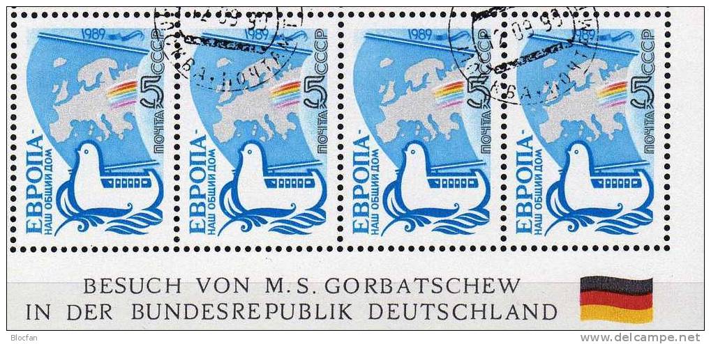 EUROPA Unser Gemeinsames Haus 1989 USSR 5955 Kleinbogen O 25€ Friedenstaube Flaggen BRD+ SU Gorbatschow In Deutschland - 1989