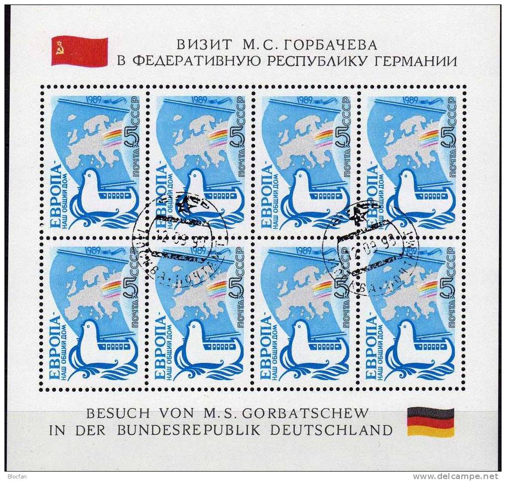 EUROPA Unser Gemeinsames Haus 1989 USSR 5955 Kleinbogen O 25€ Friedenstaube Flaggen BRD+ SU Gorbatschow In Deutschland - 1989