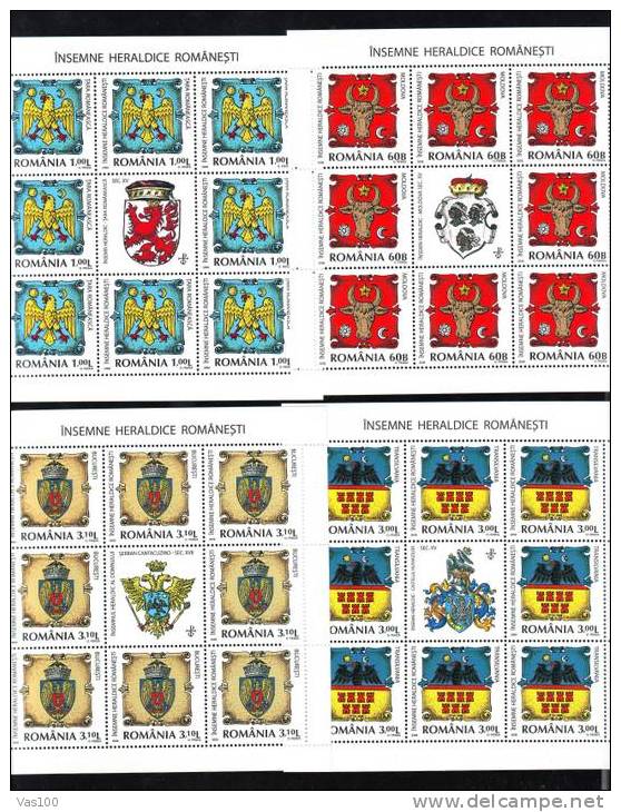 Coat Of Arms Heraldic Emblems Sun Moon MNH 2008 Romania - Feuilles Complètes Et Multiples