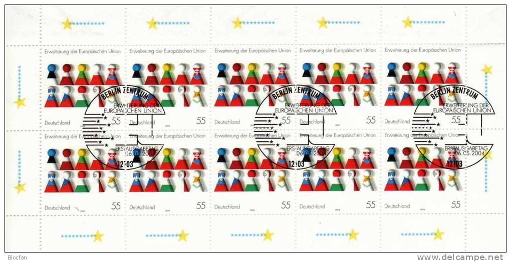 Erweiterung der EU in Europa 2004 BRD 2400,10-Kleinbogen ** plus SST 23€ CEPT Farben der National-Flaggen sheets Germany