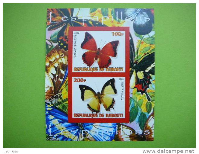 Djibouti 2009 Butterflies Insects S/s Of 2 ** MNH Imperf. - Butterflies