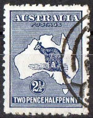 Australia 1915 21/2d Deep Blue Kangaroo 3rd Watermark (Wmk 10) Used - Actual Stamp - Nice CDS - SG36 - Oblitérés