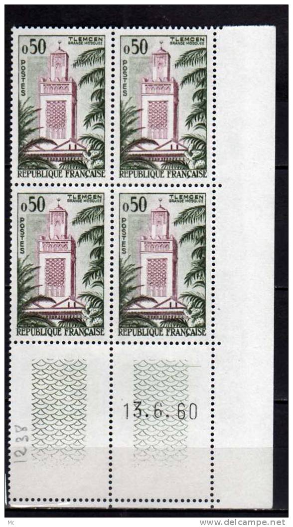 Bloc De 4 Coin Daté N° 1238 Luxe ** 13/6/60 - 1960-1969