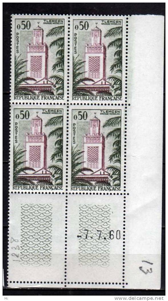 Bloc De 4 Coin Daté N° 1238 Luxe ** 7/7/60 - 1960-1969