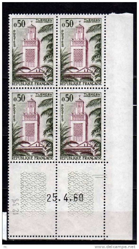 Bloc De 4 Coin Daté N° 1238 Luxe ** 25/4/60 - 1960-1969