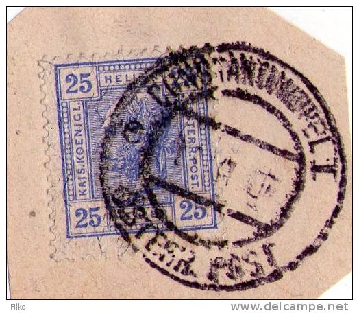 Austria 1899,Y&T#72, Mi# #76, 25 H.used In Austrian PO In Turkey,cancell:constantinopel,on Piece,as Scan - Oostenrijkse Levant