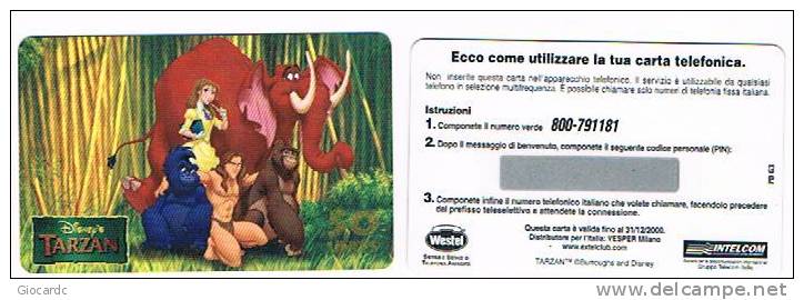 ITALIA - WESTEL INTELCOM -   WALT DISNEY: TARZAN     - NUOVA (MINT)  -  RIF. 1367 - Schede GSM, Prepagate & Ricariche