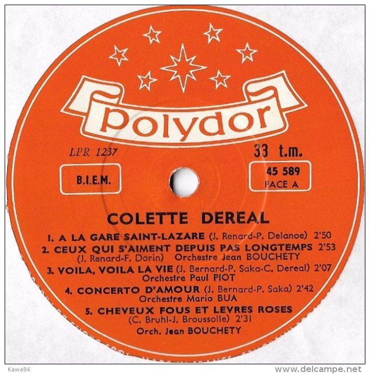 LP 25 CM (10")  Colette Deréal  "  A La Gare St Lazarre  " - Spezialformate