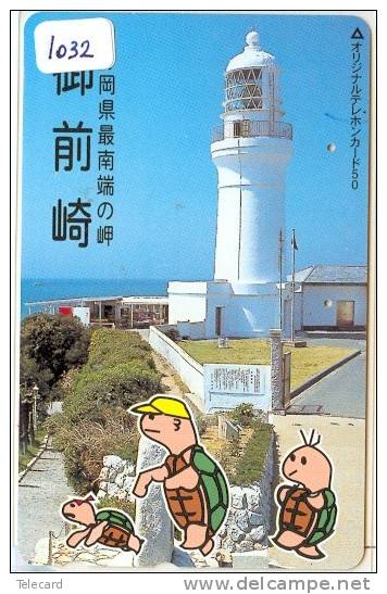 Telecarte Japon (1032) * TURTLE * TORTUE * SCHILDKRÖTE * SCHILDPAD * Telefonkarte Japan * Phonecard * LIGHTHOUSE - Turtles