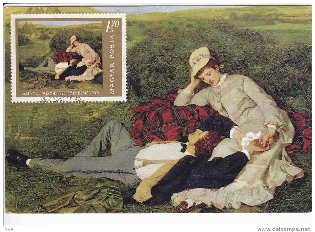 Carte-Maximum HONGRIE N° Yvert 1899  (Couple D'amants) Obl Sp Ill 1967 (Tablau De SZINYEI MERSE PAL) - Maximum Cards & Covers