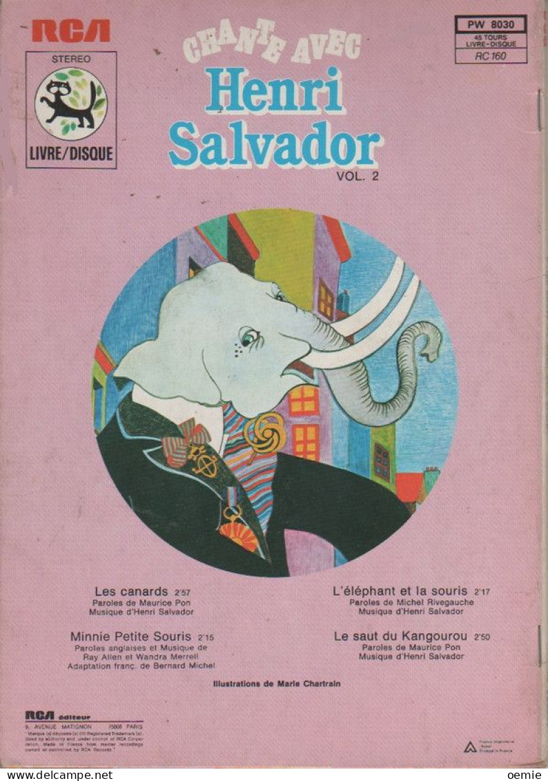 HENRI SALVADOR ° CHANTE AVEC   ° LIVRE  DISQUE° REF  PW 8030 - Enfants