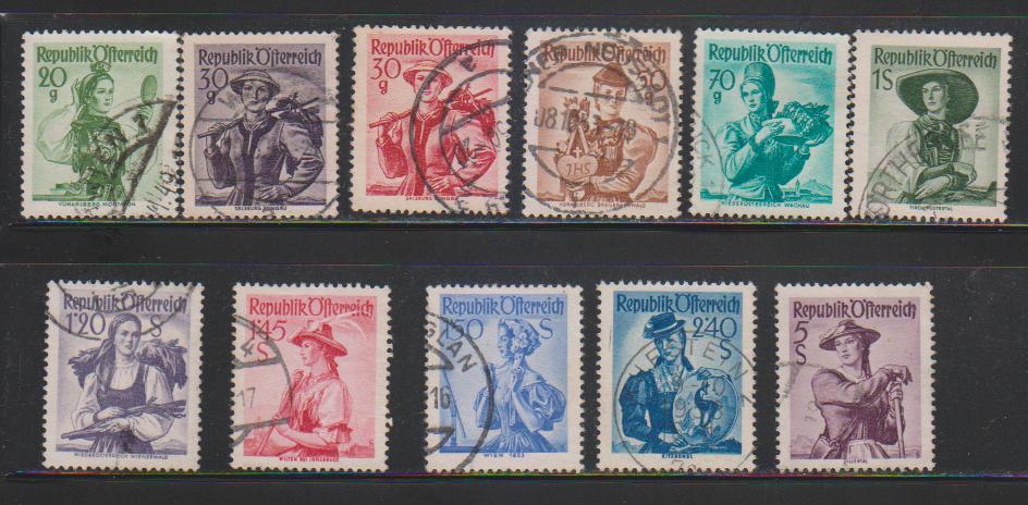 Austria Used 1948, 11v, Costumes Series, Culture - Used Stamps