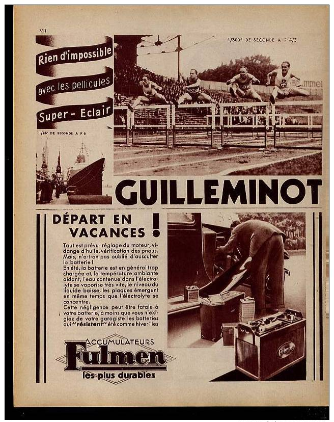 Pub De 1935 – Batterie FULMEN - - Advertising