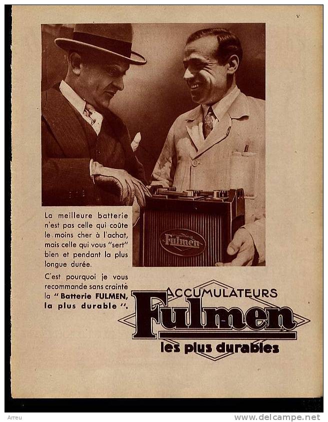 Pub De 1935 – Batterie FULMEN - - Advertising