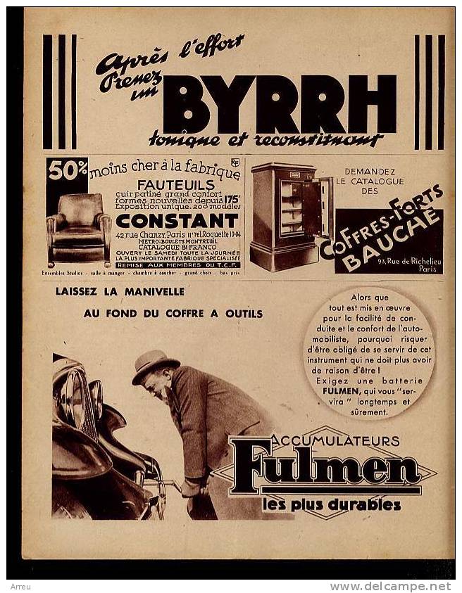 Pub De 1935 – Batterie FULMEN - - Advertising