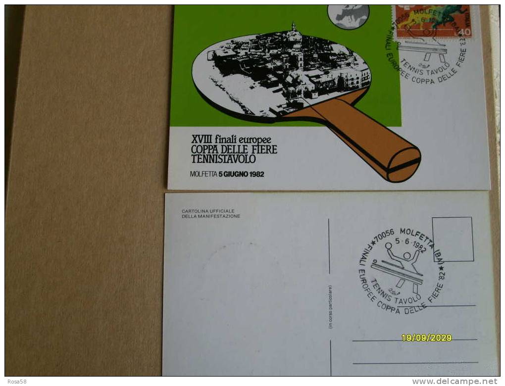 1982 Finali Europee Coppa Fiere Table Tennis MOLFETTA Annullo Speciale Special Postmark - Tennis Tavolo