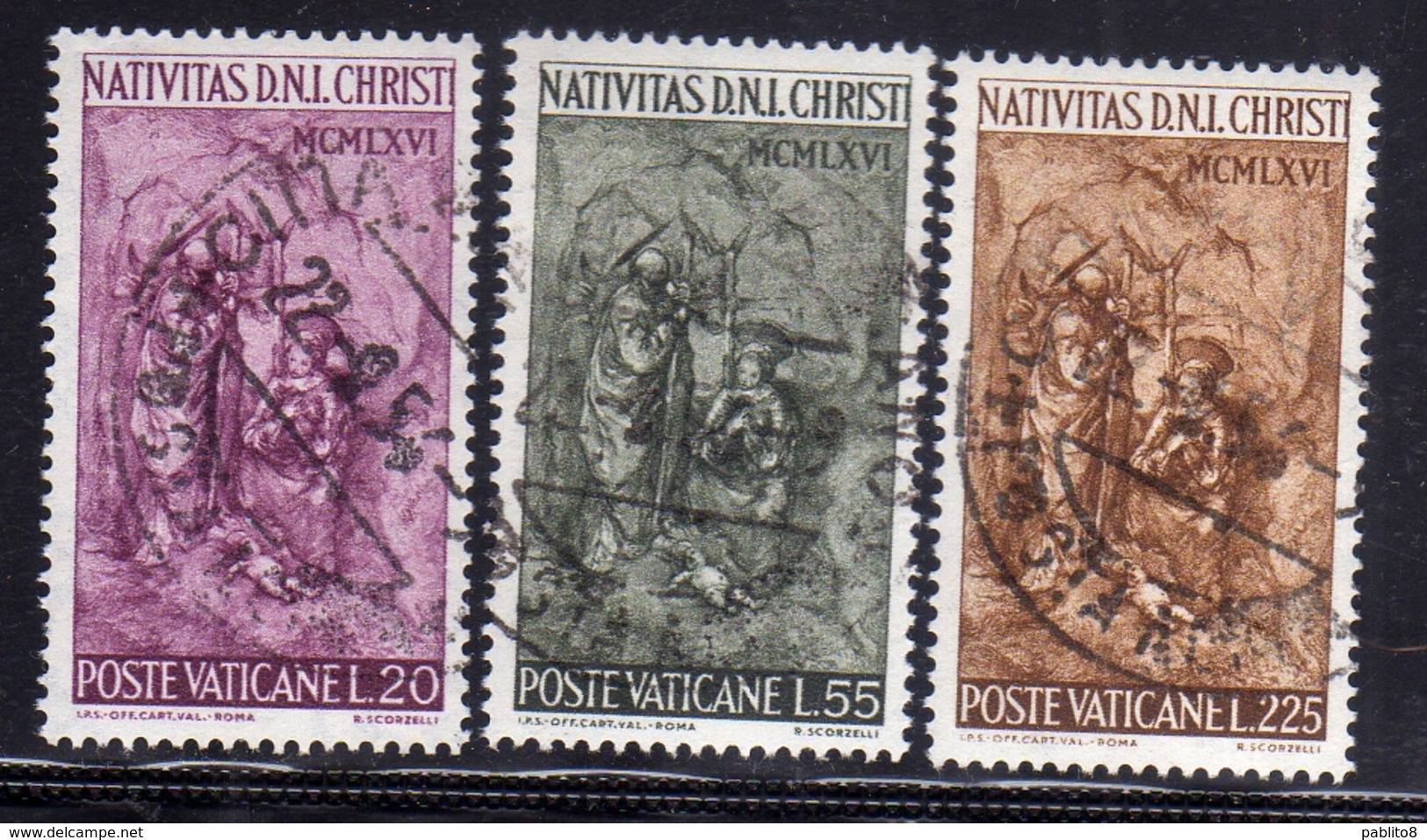 CITTÀ DEL VATICANO VATICAN VATIKAN 1966 NATALE CHRISTMAS NOEL WEIHNACHTEN SERIE COMPLETA COMPLETE SET USATA USED OBLITER - Used Stamps
