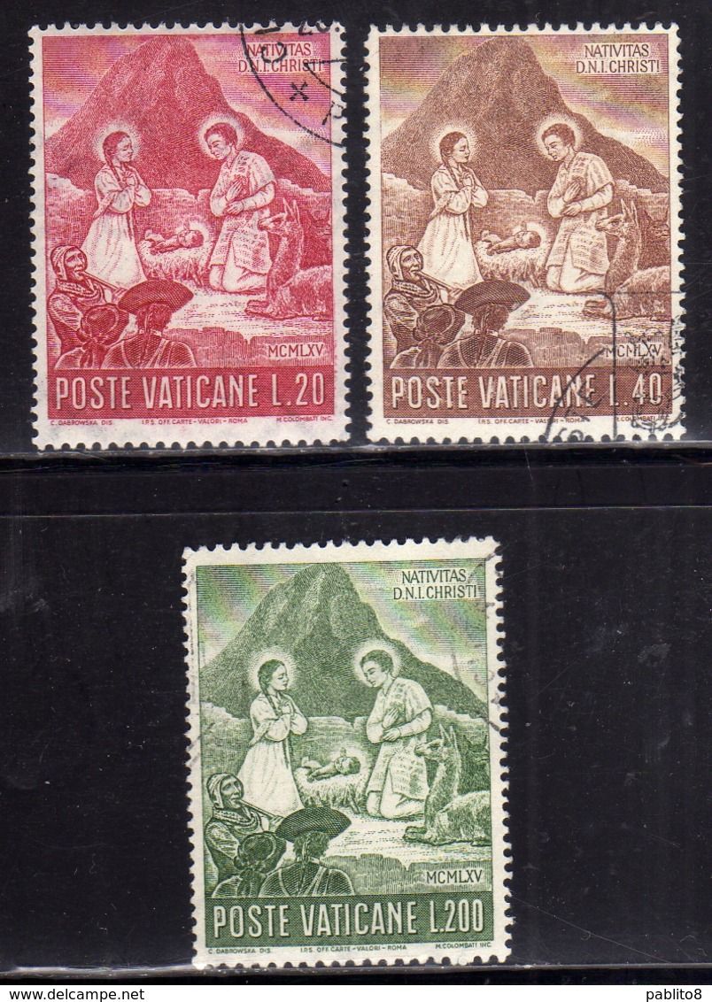 CITTÀ DEL VATICANO VATICAN VATIKAN 1965 NATALE CHRISTMAS NOEL WEIHNACHTEN SERIE COMPLETA COMPLETE SET USATA USED OBLITER - Used Stamps