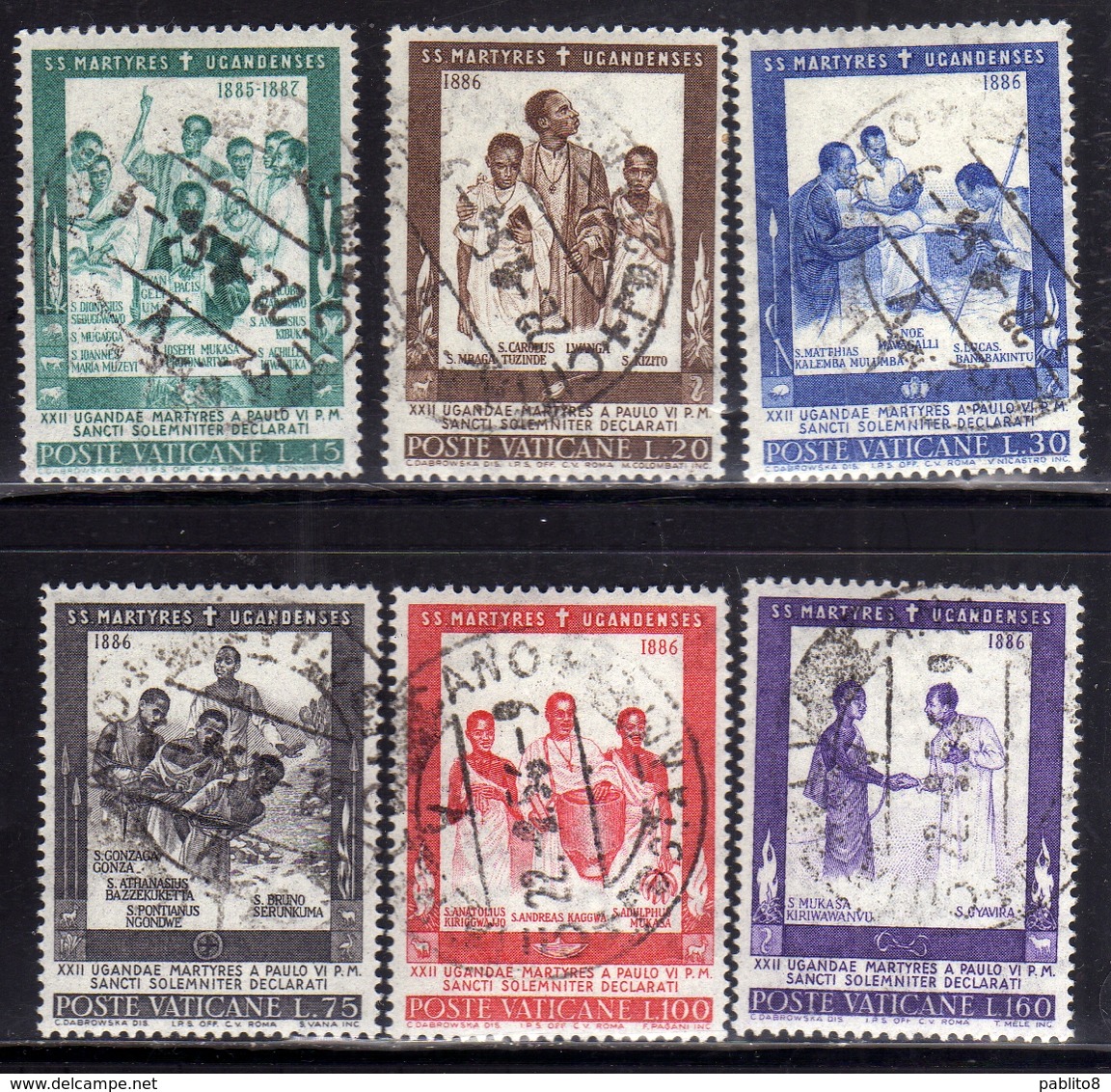 CITTÀ DEL VATICANO VATICAN VATIKAN 1965 CANONIZZAZIONE DEI MARTIRI DELL'UGANDA MARTYRS SERIE COMPLETA COMPLETE SET USATA - Used Stamps