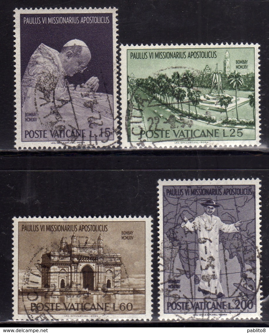 CITTÀ DEL VATICANO VATICAN VATIKAN 1964 VIAGGIO PAPA PAOLO VI POPE IN INDIA SERIE COMPLETA COMPLETE SET USATA USED OBLIT - Gebraucht