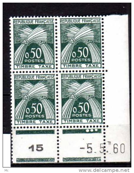 Taxe , Bloc De 4 Coin Daté N° 93 Luxe ** 5/5/60 - 1960-1969