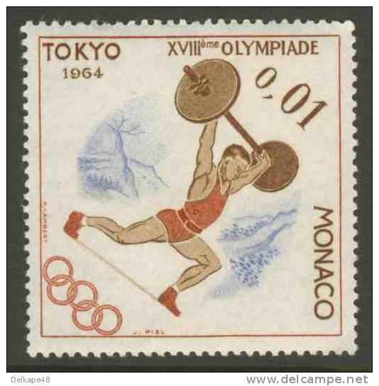 Monaco 1964 Mi 784 YT 654 ** Weightlifting / Haltérophile / Gewichtheben - Olympic Games, Tokyo 1964 - Gewichtheffen