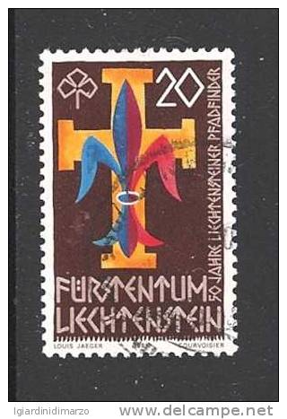 LIECHTENSTEIN - 1981 - VALORE USATO DA 20 R. "CINQUANTENARIO DEGLI SCOUTS DEL LIECHTENSTEIN" - IN OTTIME CONDIZIONI. - Used Stamps